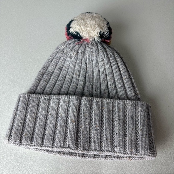 NEW Madewell Gray Rainbow 100% Merino Wool Pom-Pom Beanie - Picture 2 of 6